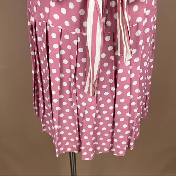 Vintage Women's Size M Bust 36 inches Sleeveless Pink and White Polka Dot Dress - Picture 4 of 7